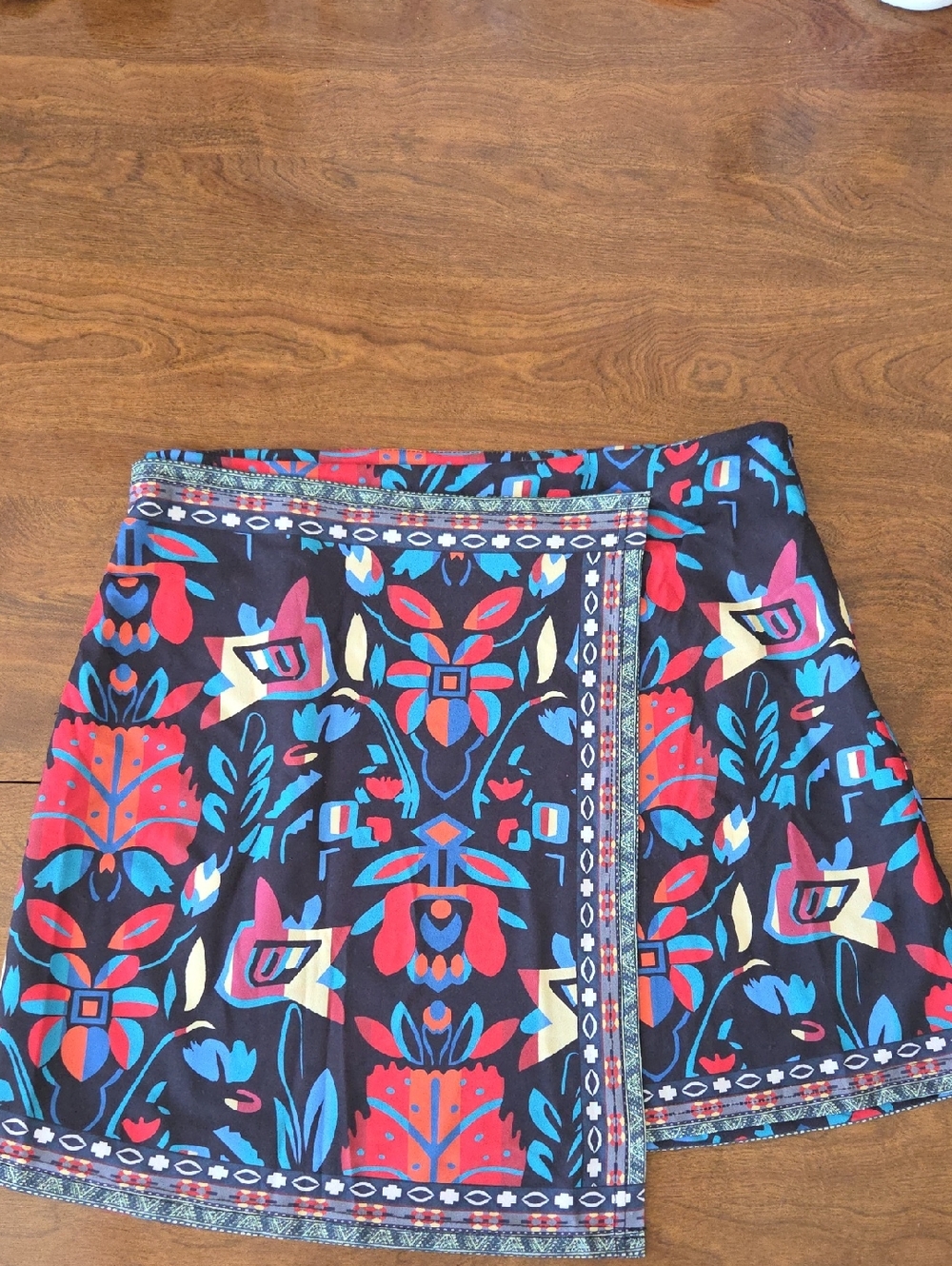 Women's Floral Faux Wrap Skirt - Multicolor